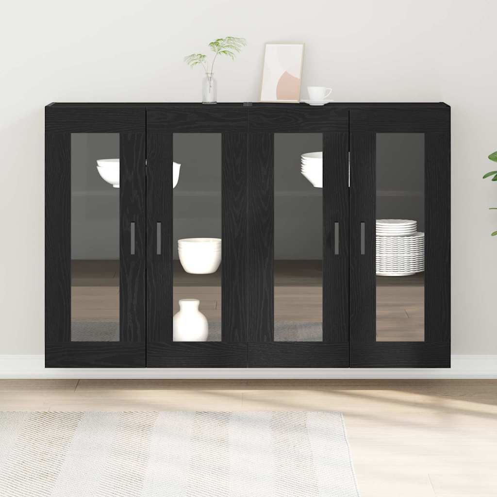 Armário de parede 2 pcs Carvalho preto 69.5 x 34 x 90 cm