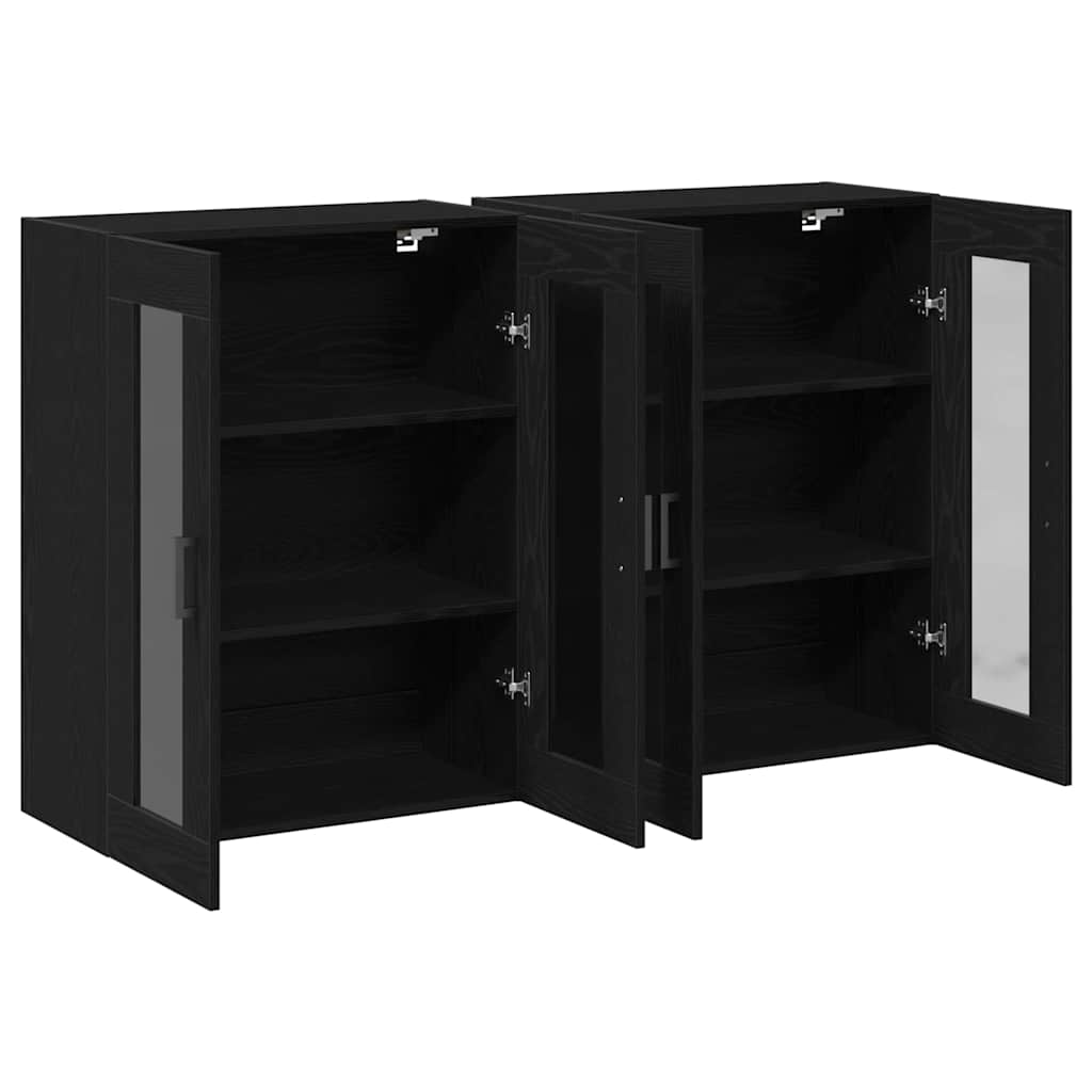Armário de parede 2 pcs Carvalho preto 69.5 x 34 x 90 cm