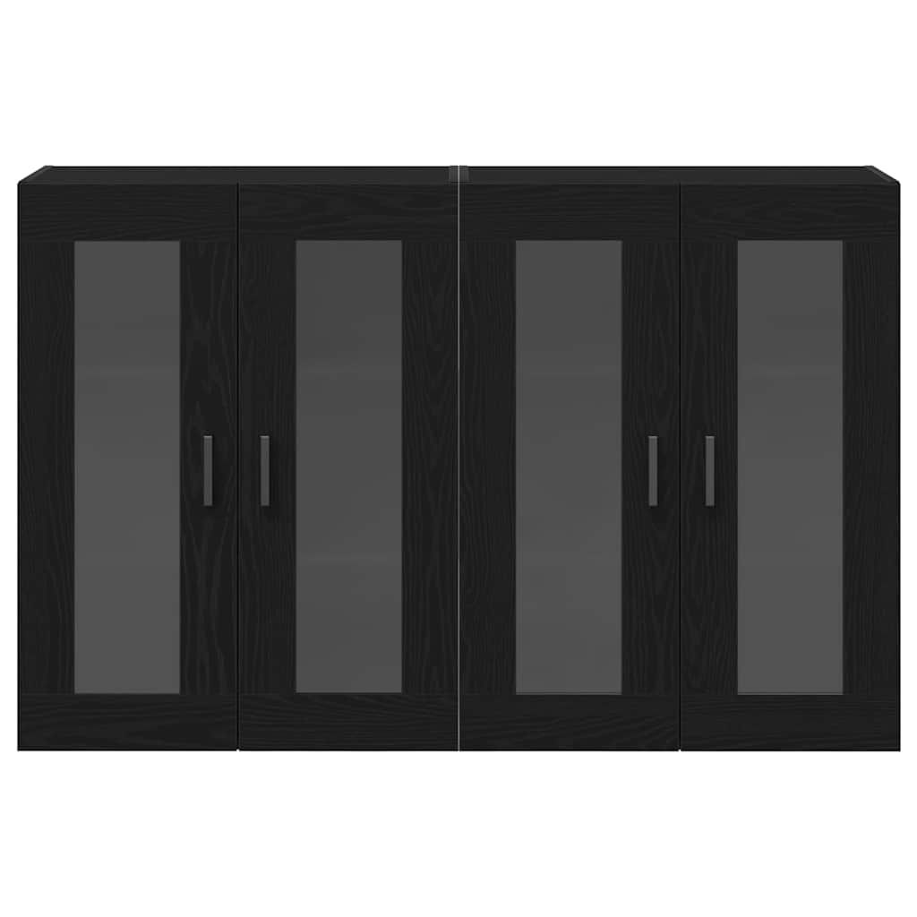 Armário de parede 2 pcs Carvalho preto 69.5 x 34 x 90 cm