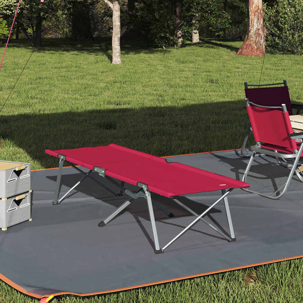 Cama de Camping Dobrável Manual Vermelho 62 x 194 x 42 cm