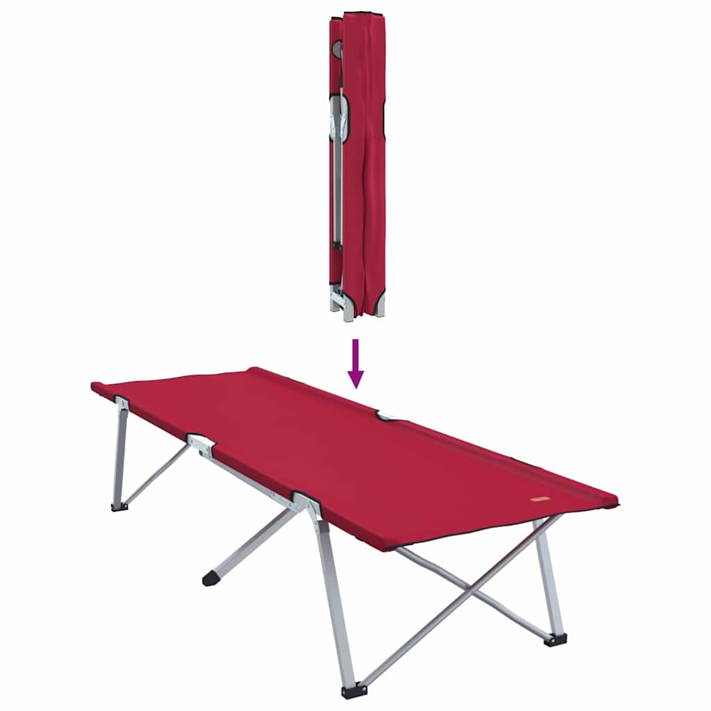 Cama de Camping Dobrável Manual Vermelho 62 x 194 x 42 cm