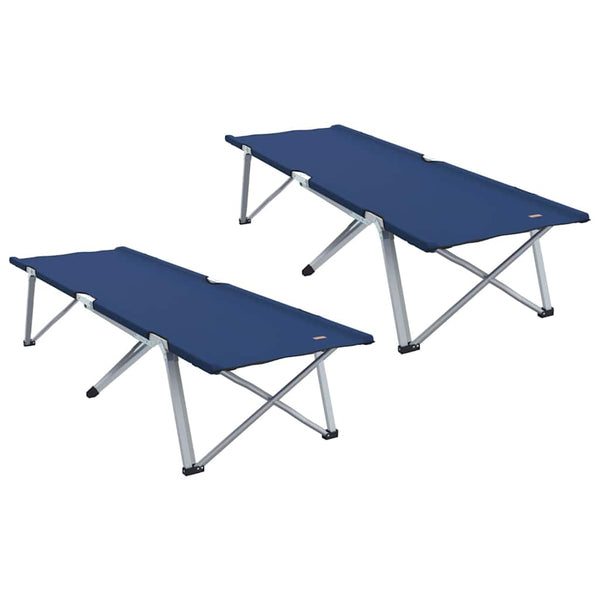 Cama de Camping Dobrável Manual 2 pcs Azul 62 x 194 x 42 cm
