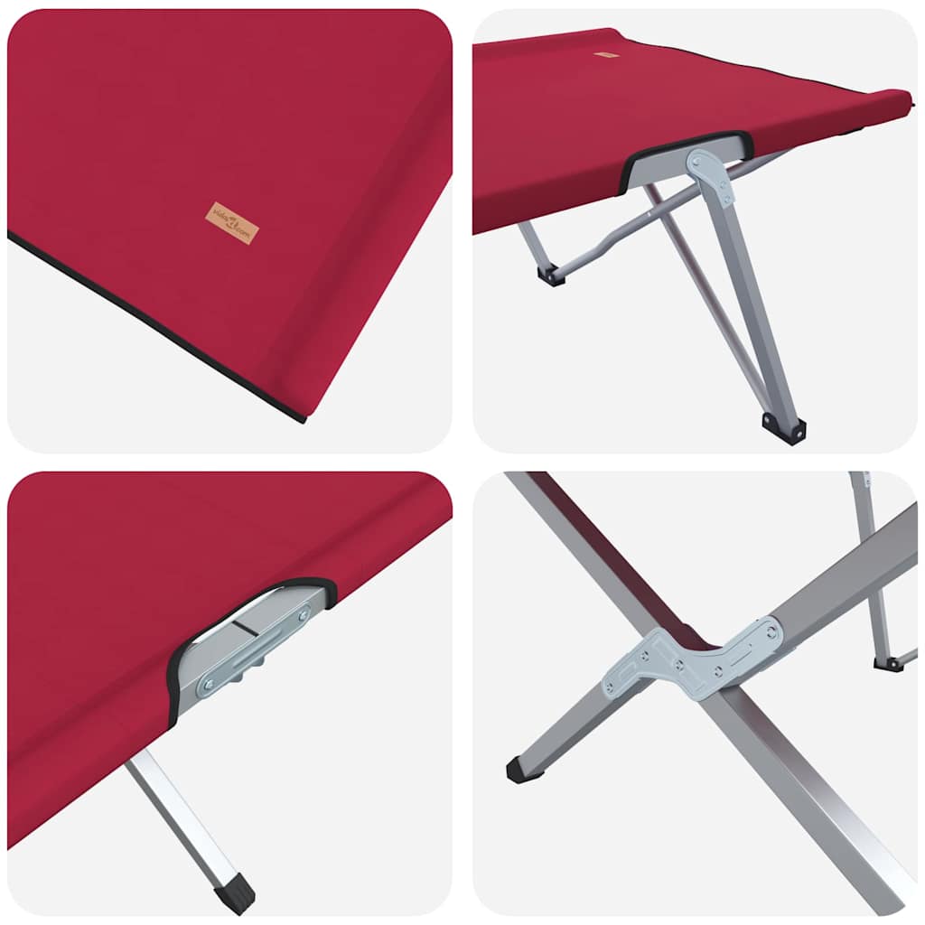 Cama de Camping Dobrável Dobrar 2 pcs Vermelho 62 x 194 x 42 cm