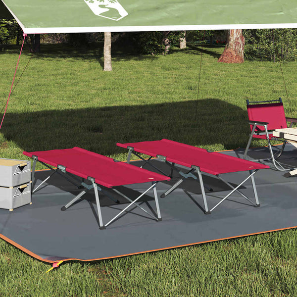 Cama de Camping Dobrável Dobrar 2 pcs Vermelho 62 x 194 x 42 cm
