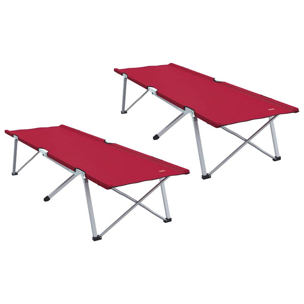 Cama de Camping Dobrável Dobrar 2 pcs Vermelho 62 x 194 x 42 cm