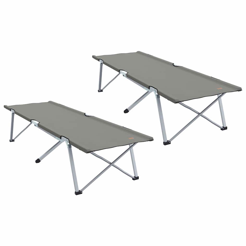 Cama de Camping Dobrável Manual 2 pcs Cinzeto 62 x 194 x 42 cm