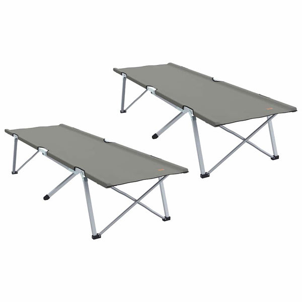 Cama de Camping Dobrável Manual 2 pcs Cinzeto 62 x 194 x 42 cm