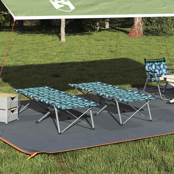 Cama de Camping Dobrável Manual 2 pcs Padrão de folhas