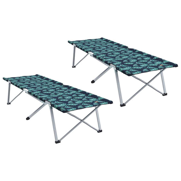 Cama de Camping Dobrável Manual 2 pcs Padrão de folhas