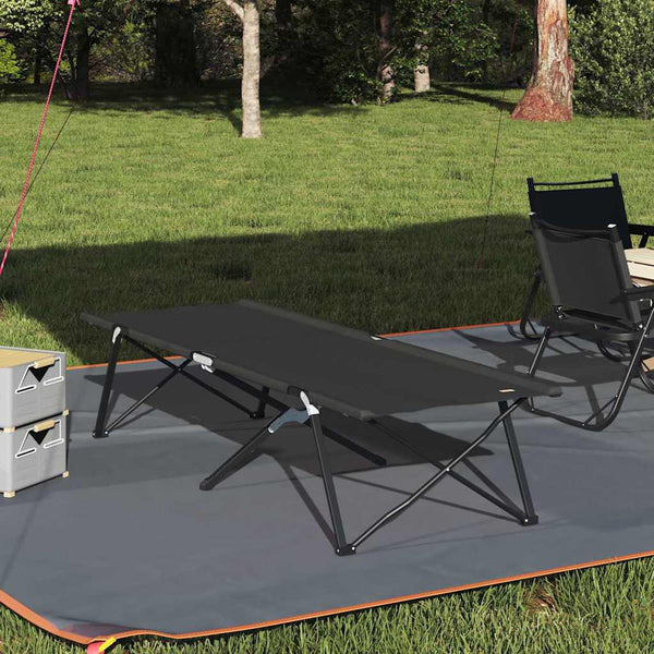 Cama de Camping Dobrável Preto 206 x 76 x 74 cm Tecido Oxford
