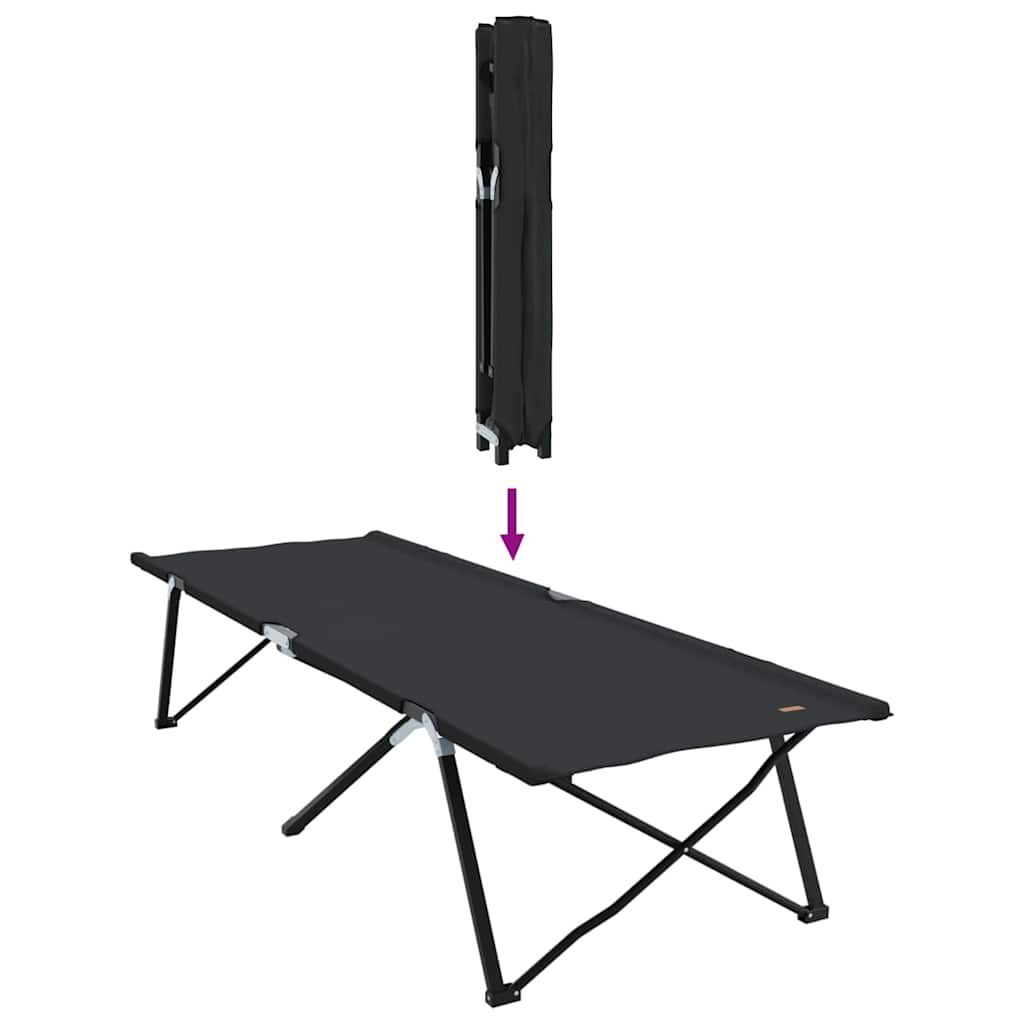 Cama de Camping Dobrável Preto 206 x 76 x 74 cm Tecido Oxford