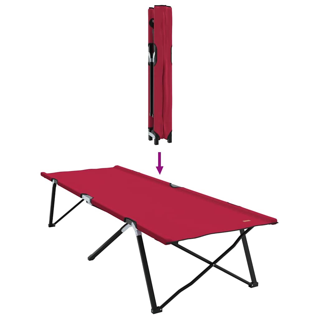 Cama de Camping Dobrável Dobrar Vermelho 206 x 76 x 74 cm
