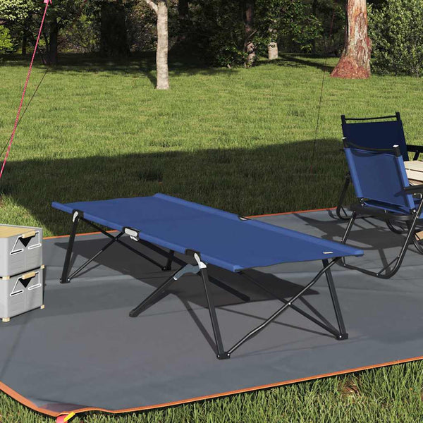 Cama de Camping Dobrável Dobrar 2 pcs Azul 206 x 76 x 74 cm