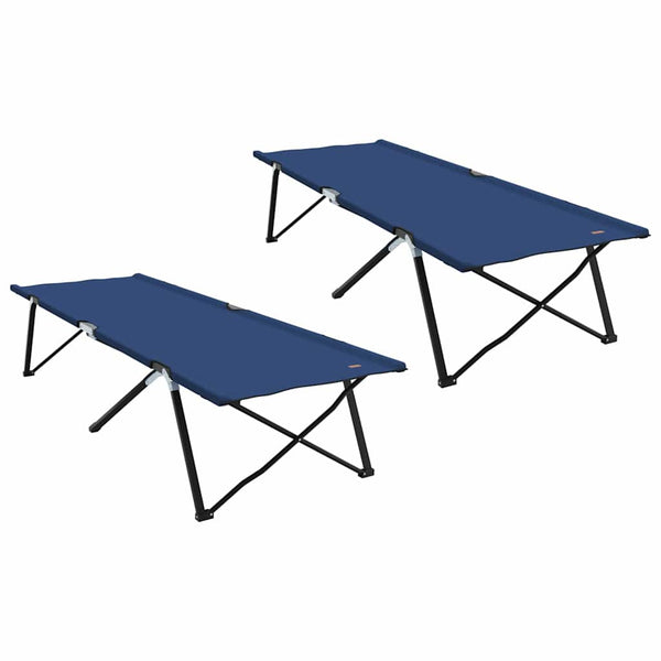 Cama de Camping Dobrável Dobrar 2 pcs Azul 206 x 76 x 74 cm