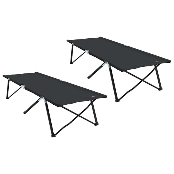Cama de Camping Dobrável Dobrar 2 pcs Preto 206 x 76 x 74 cm