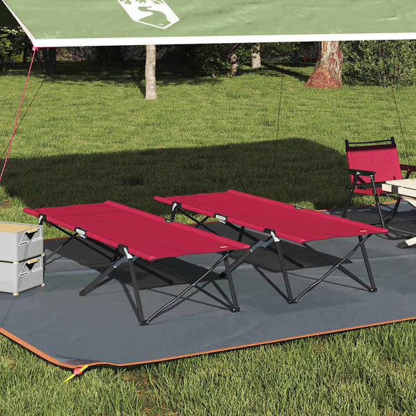 Cama de Camping Dobrável Dobrar 2 pcs Vermelho 206 x 76 x 74 cm