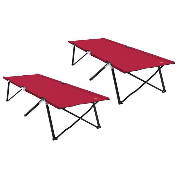 Cama de Camping Dobrável Dobrar 2 pcs Vermelho 206 x 76 x 74 cm