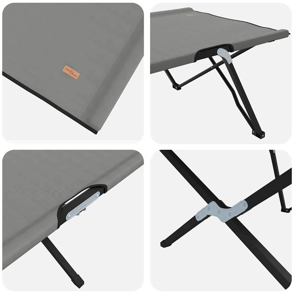 Cama de Camping Dobrável Dobrar 2 pcs Cinzeto 206 x 76 x 74 cm