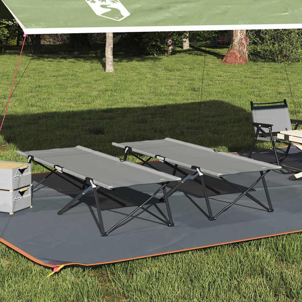 Cama de Camping Dobrável Dobrar 2 pcs Cinzeto 206 x 76 x 74 cm