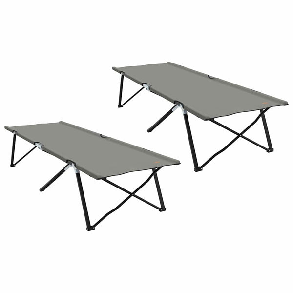 Cama de Camping Dobrável Dobrar 2 pcs Cinzeto 206 x 76 x 74 cm
