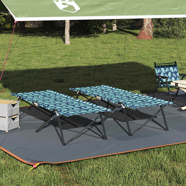 Cama de Camping Dobrável Dobrar Manual 2 pcs Padrão de folhas