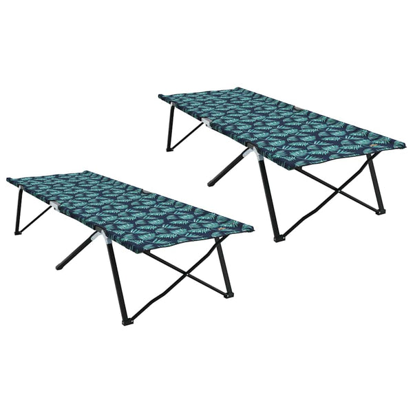 Cama de Camping Dobrável Dobrar Manual 2 pcs Padrão de folhas