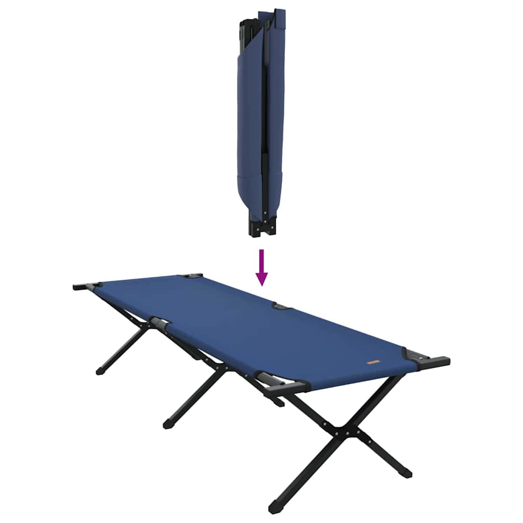 Cama de Camping Dobrável Manual Azul Tecido Oxford
