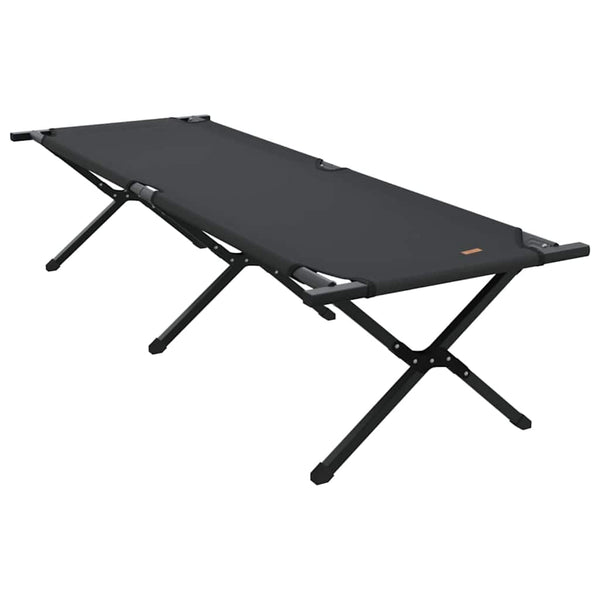 Cama de Camping Dobrável Manual Preto Tecido Oxford