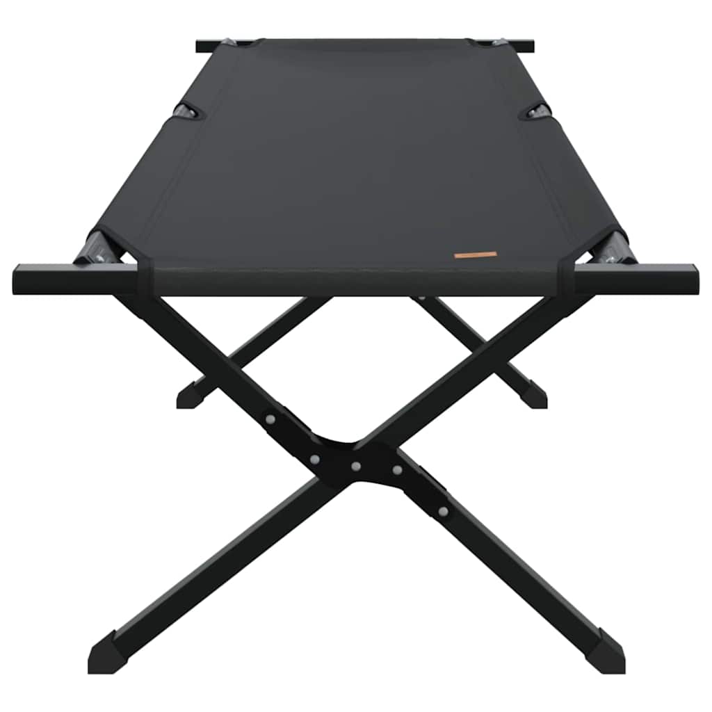 Cama de Camping Dobrável Manual Preto Tecido Oxford