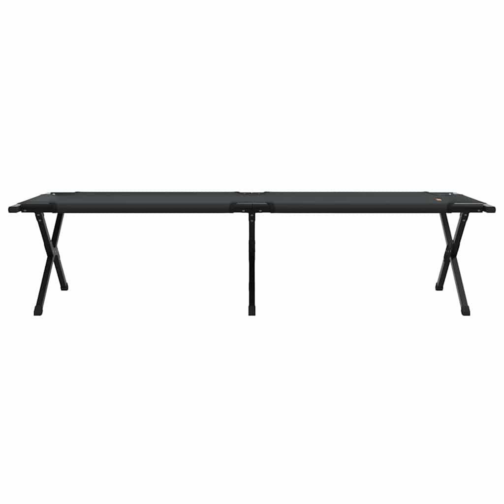 Cama de Camping Dobrável Manual Preto Tecido Oxford