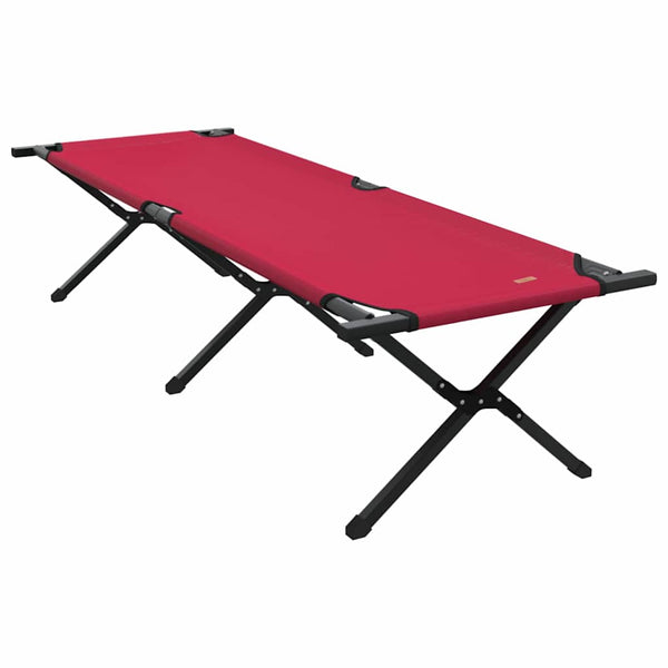 Cama de Camping Dobrável Manual Vermelho Tecido Oxford