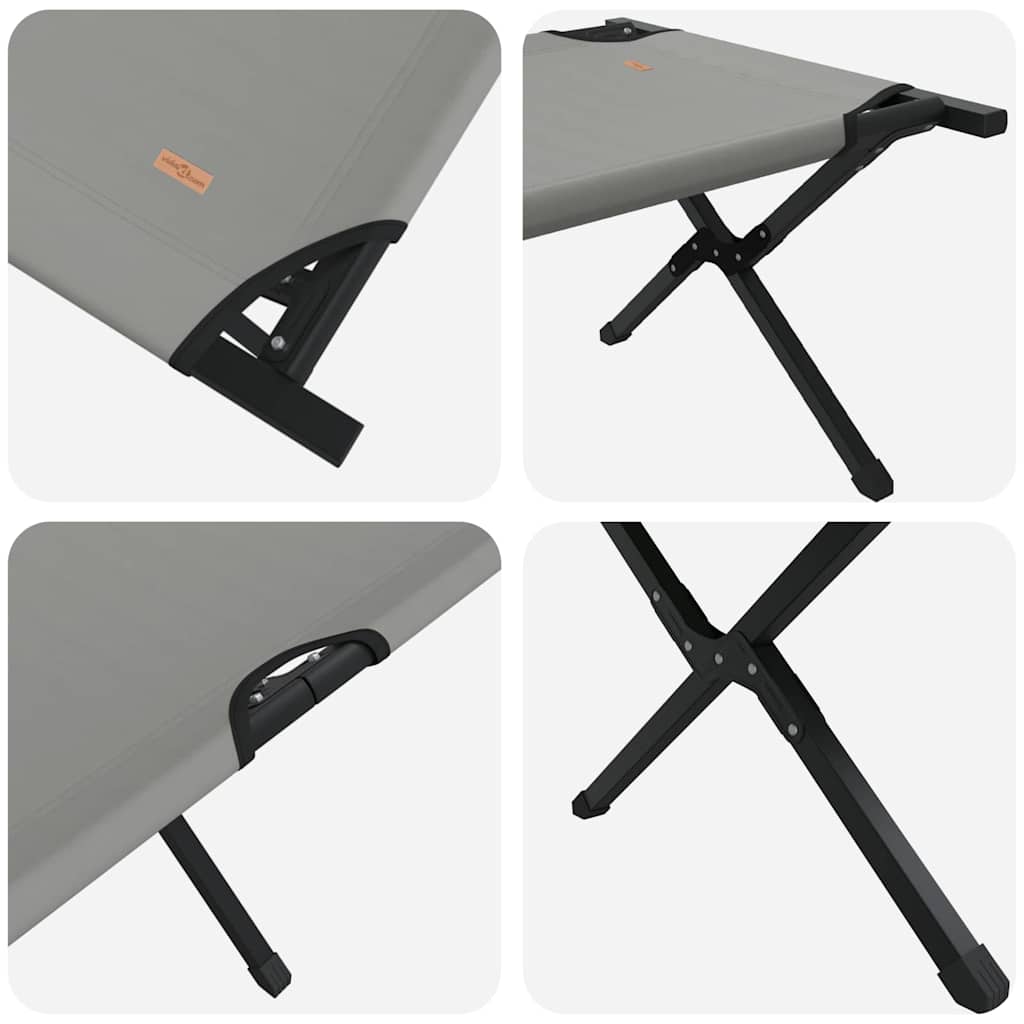 Cama de Camping Dobrável Manual Cinzeto Tecido Oxford