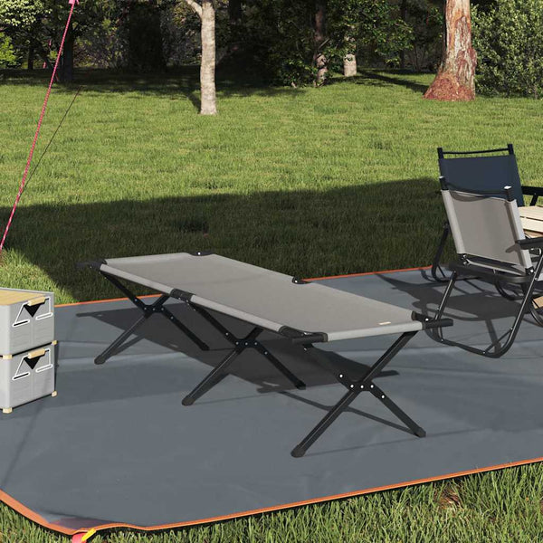 Cama de Camping Dobrável Manual Cinzeto Tecido Oxford