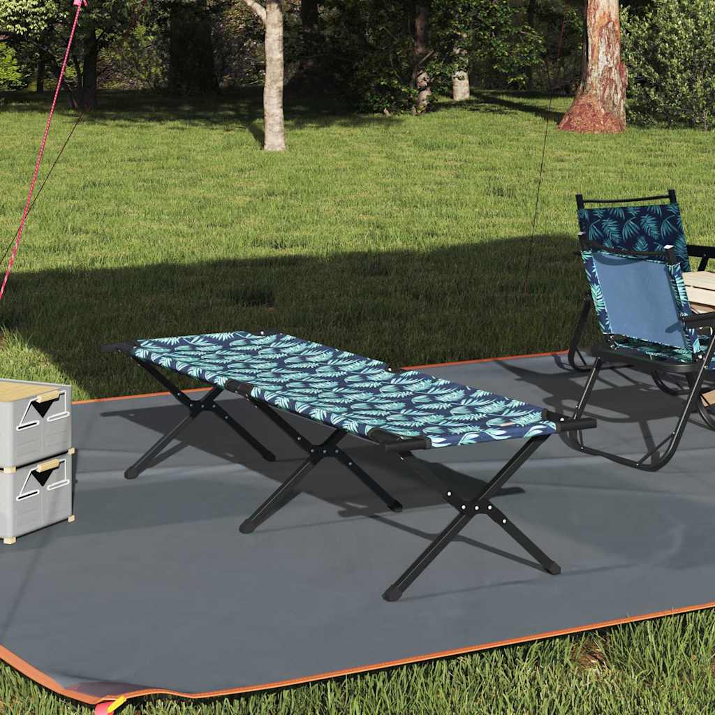 Cama de Camping Dobrável Manual Padrão de folhas Tecido Oxford