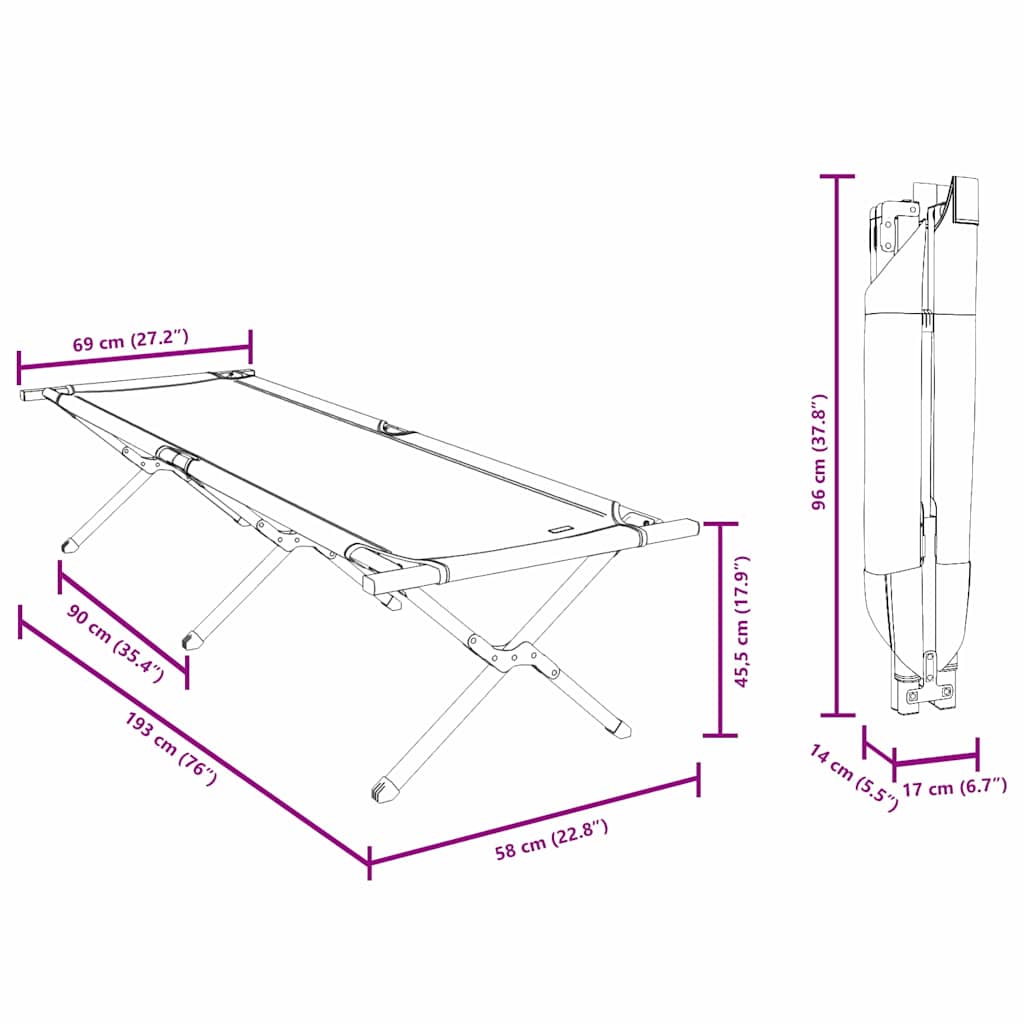 Cama de Camping Dobrável Manual Padrão de folhas Tecido Oxford