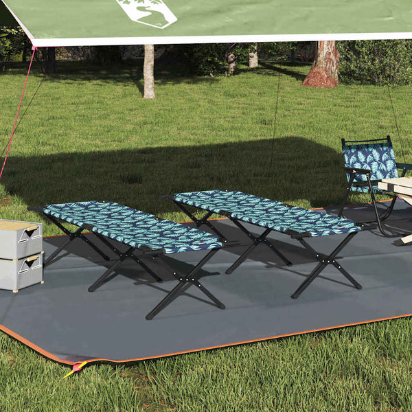 Cama de Camping Dobrável 2 pcs Padrão de folhas Tecido Oxford