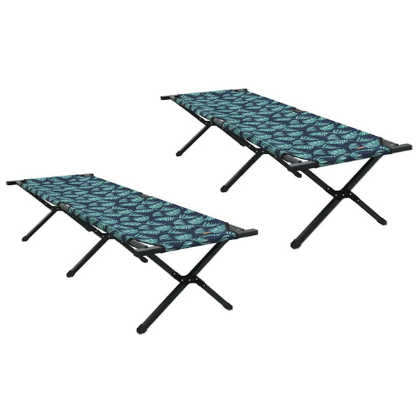 Cama de Camping Dobrável 2 pcs Padrão de folhas Tecido Oxford