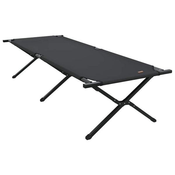 Cama de Camping Dobrável Manual Preto Tecido Oxford