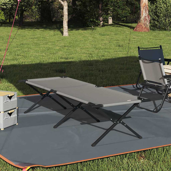 Cama de Camping Dobrável Manual Cinzeto Tecido Oxford