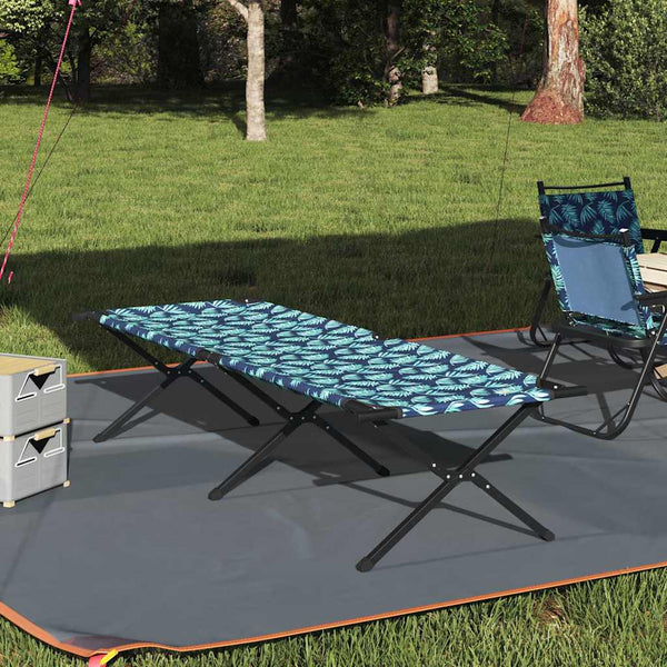 Cama de Camping Dobrável Manual Padrão de folhas Tecido Oxford
