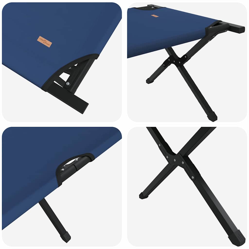 Cama de Camping Dobrável Manual 2 pcs Azul Tecido Oxford