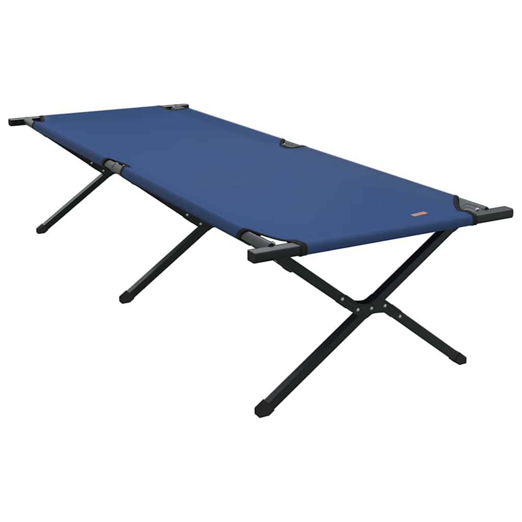 Cama de Camping Dobrável Manual 2 pcs Azul Tecido Oxford
