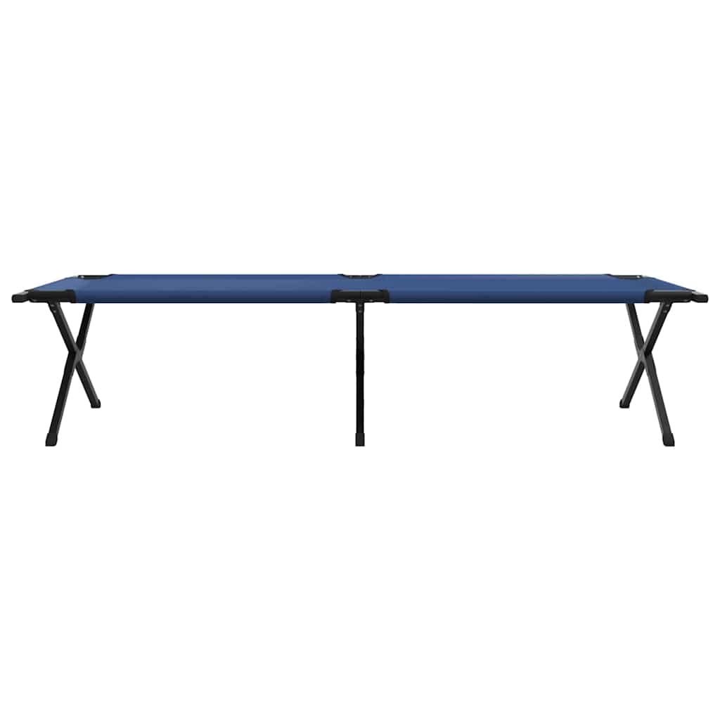 Cama de Camping Dobrável Manual 2 pcs Azul Tecido Oxford