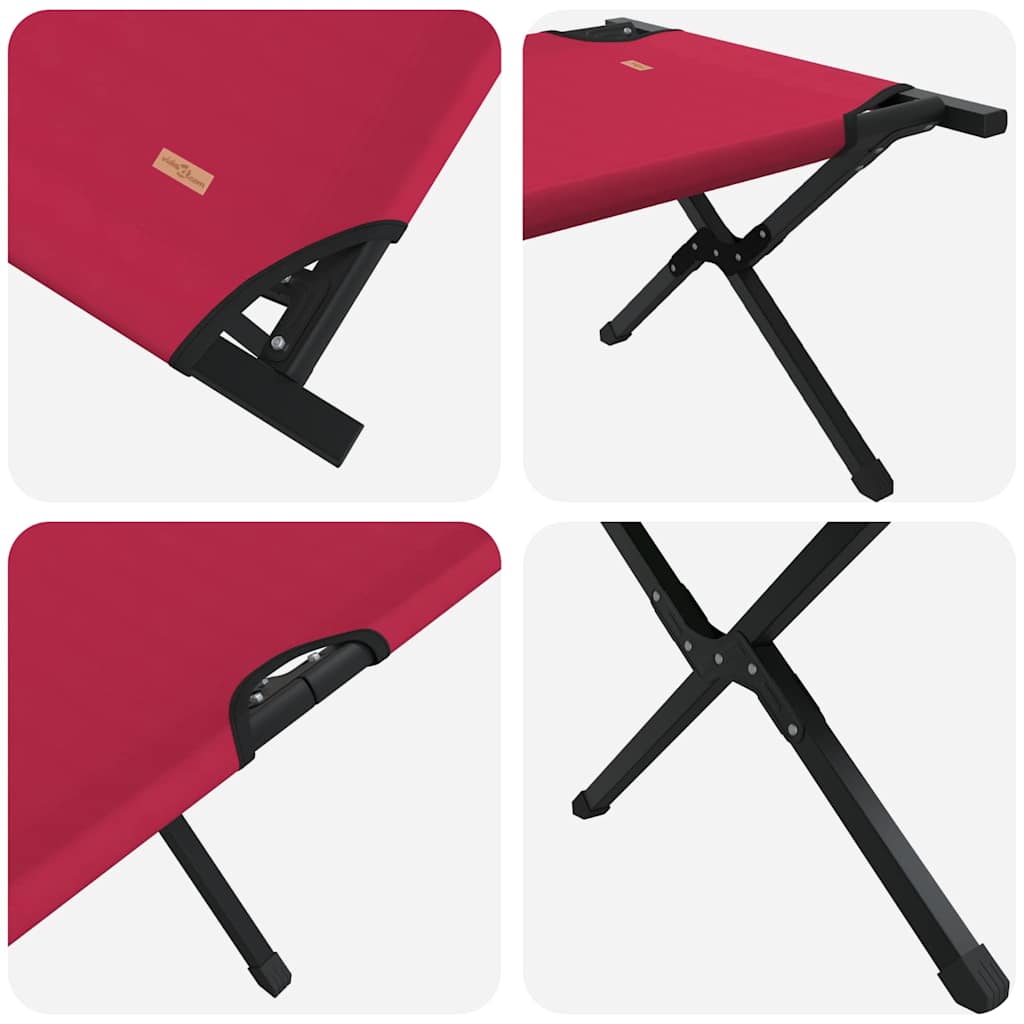 Cama de Camping Dobrável Manual 2 pcs Vermelho Tecido Oxford