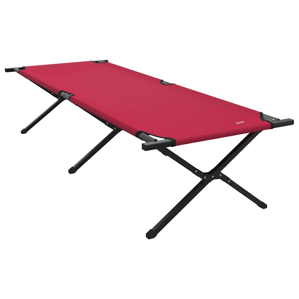 Cama de Camping Dobrável Manual 2 pcs Vermelho Tecido Oxford