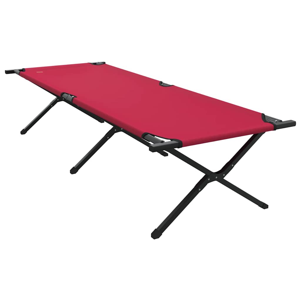 Cama de Camping Dobrável Manual 2 pcs Vermelho Tecido Oxford