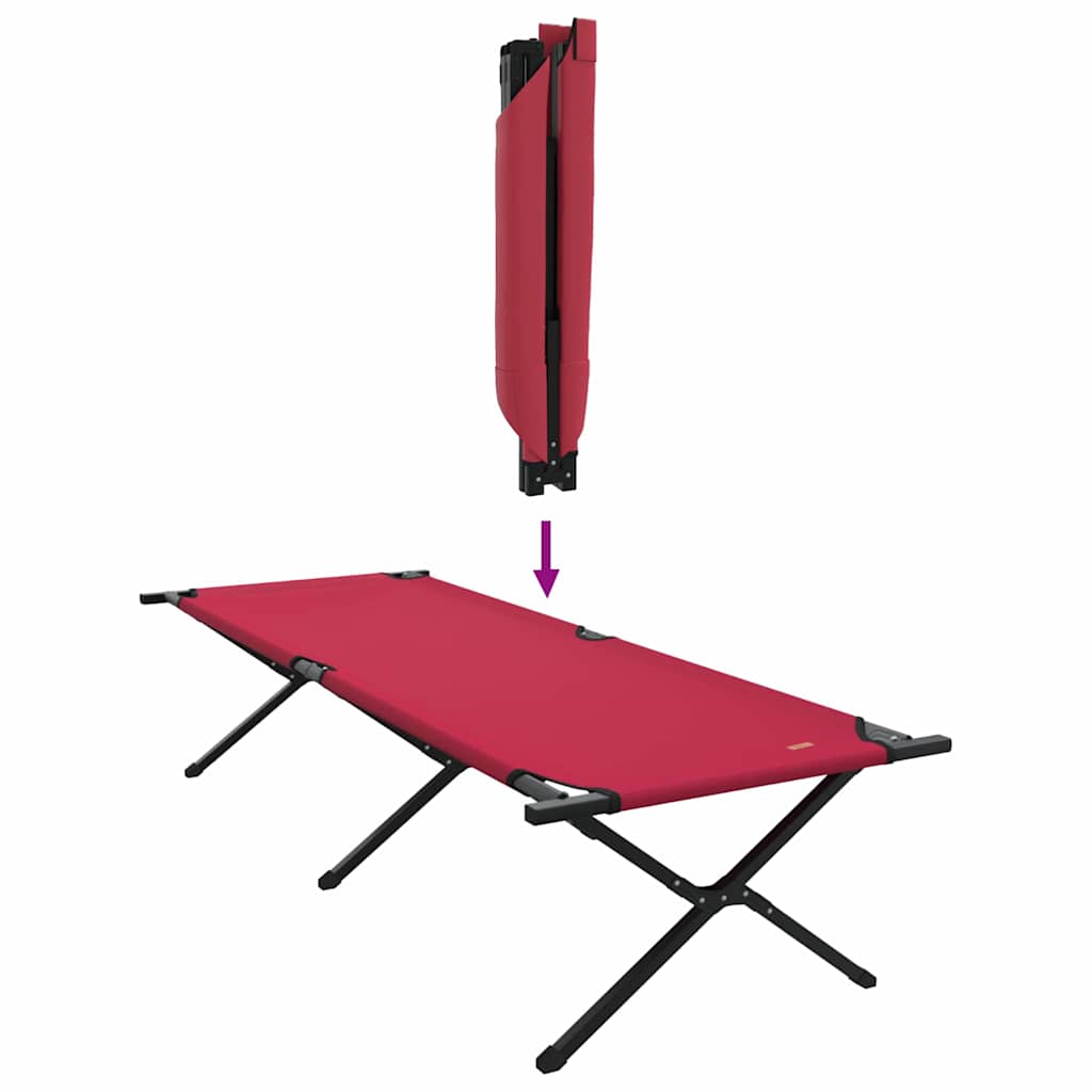 Cama de Camping Dobrável Manual 2 pcs Vermelho Tecido Oxford
