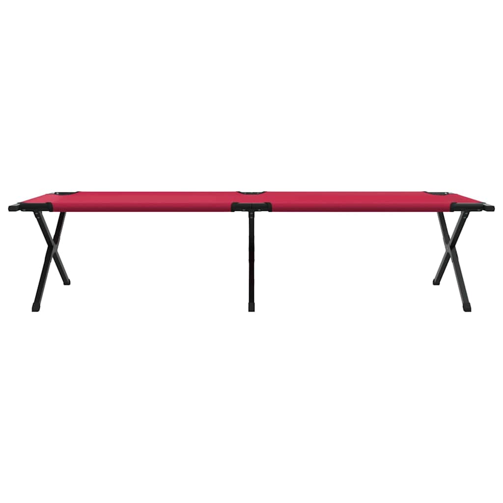 Cama de Camping Dobrável Manual 2 pcs Vermelho Tecido Oxford