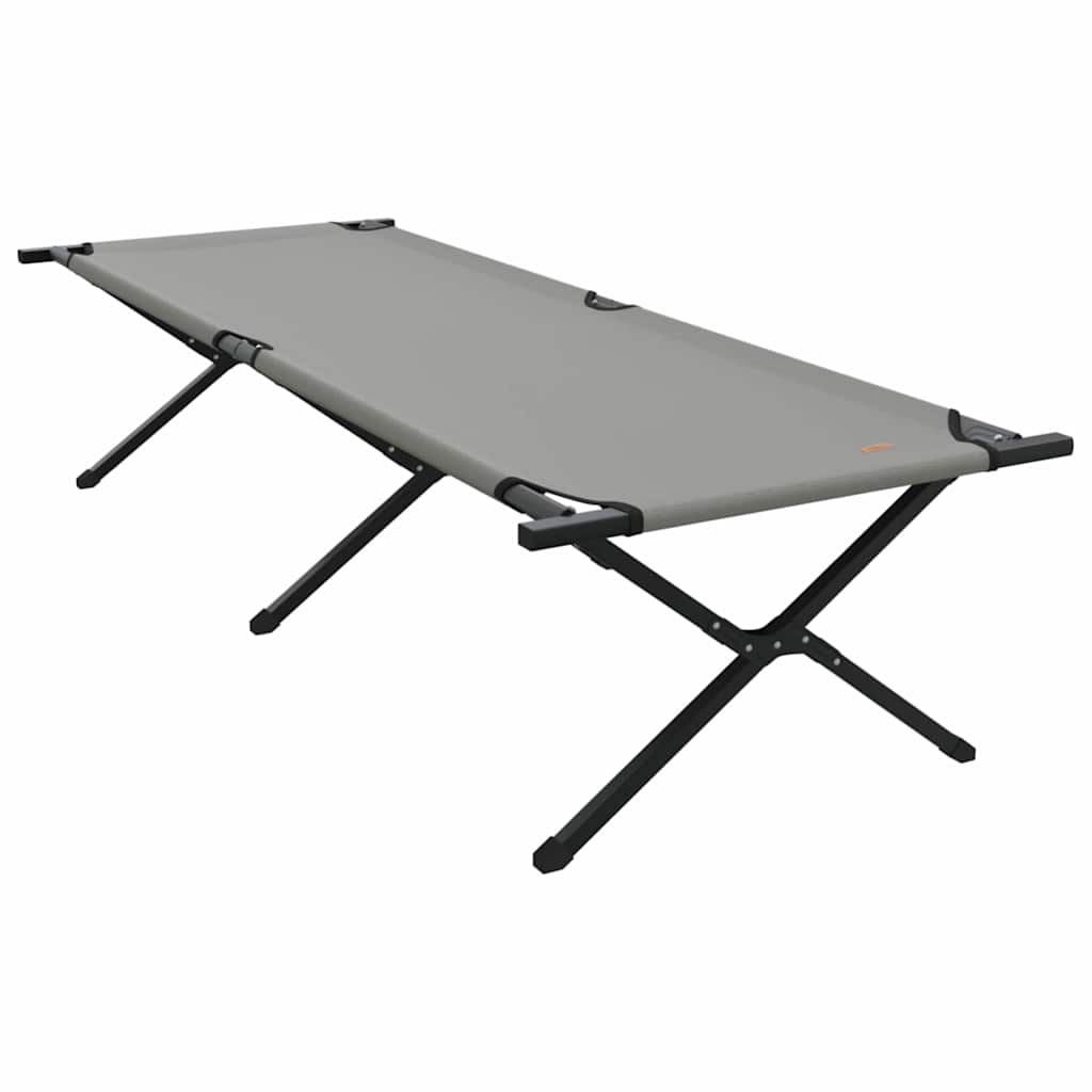 Cama de Camping Dobrável Manual 2 pcs Cinzeto Tecido Oxford