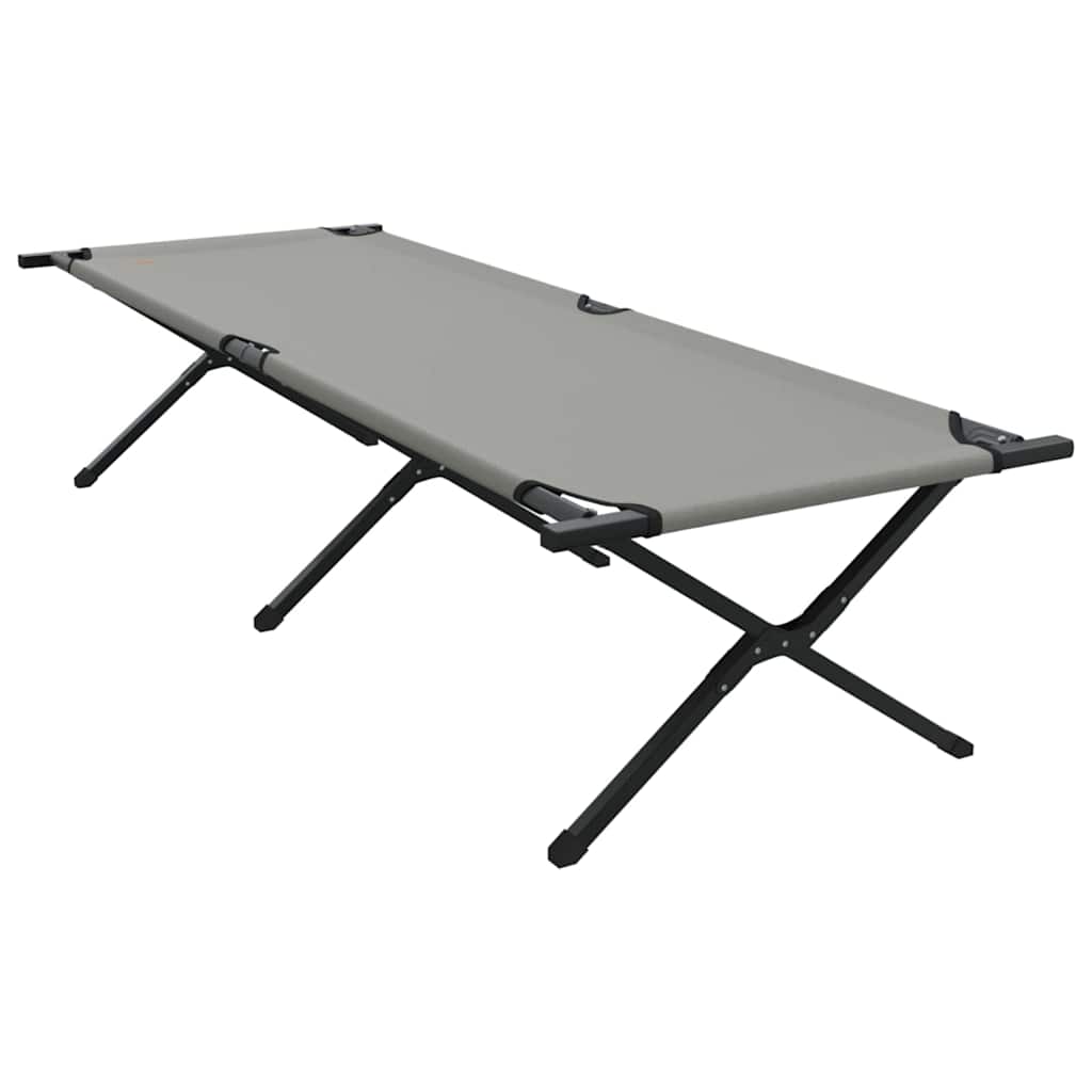 Cama de Camping Dobrável Manual 2 pcs Cinzeto Tecido Oxford